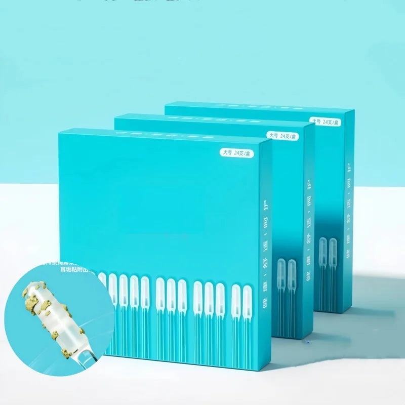 24Pc Disposable Silicone Ear Pick Remover sticky EarWax For Kids Olders Adult S/L Ear Cleaner Reusable Adhesive Earpick