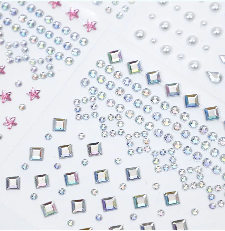 Karsyngirl 1 Sheet Eye Body Face Gems Jewels Rhinestone Stickers Self Adhesive Crystal Rainbow Makeup Diamonds Face Stick Gems