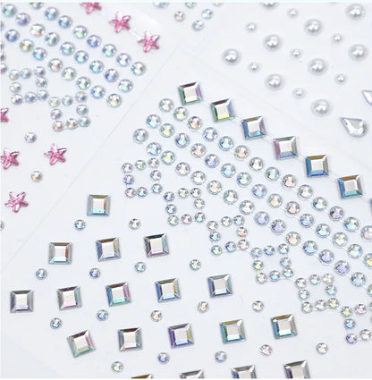 Karsyngirl 1 Sheet Eye Body Face Gems Jewels Rhinestone Stickers Self Adhesive Crystal Rainbow Makeup Diamonds Face Stick Gems