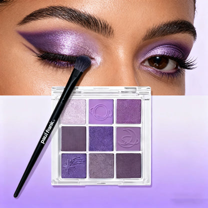9-color purple and pink eyeshadow palette, long-lasting and waterproof, matte and shimmer finishes, smokey eye makeup palette.