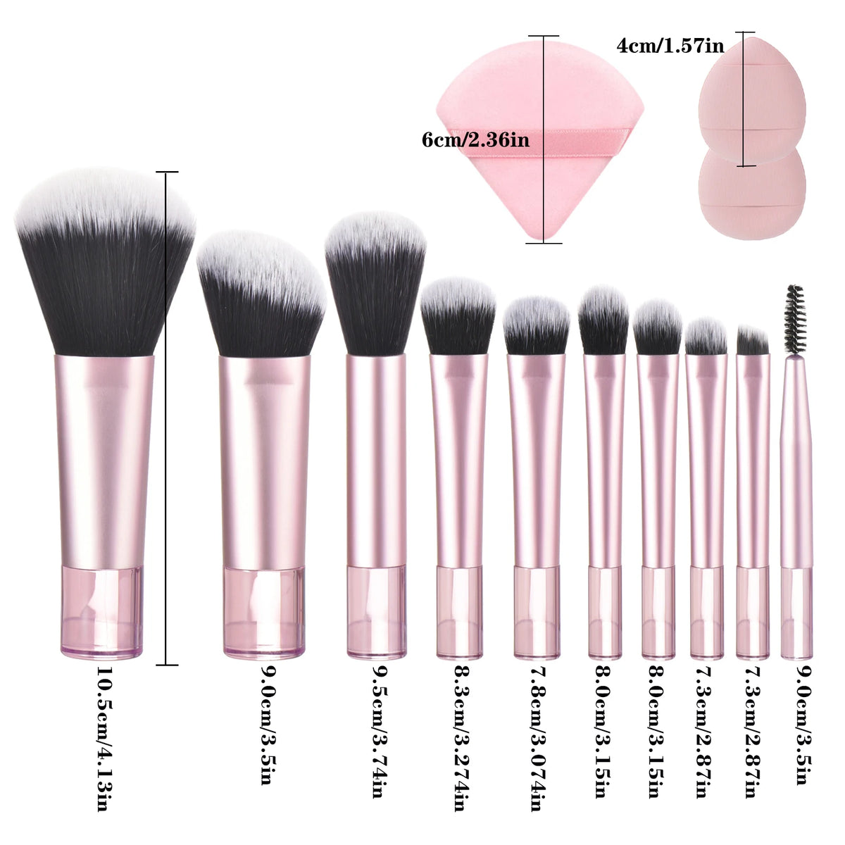 10 black Mini makeup brush Travel portable Makeup Tool Makeup Puff - Palm Brush Professional Makeup tool set