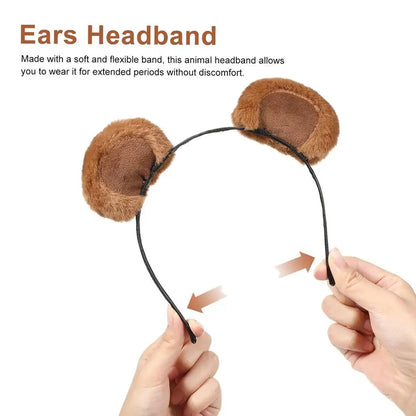 Plush Bear Ear Girl's Headbands Cosplay Makeup Headpiece Brown Animal Ears Hair Hoop DIY Cute Sweet Cartoon Hair Accessories