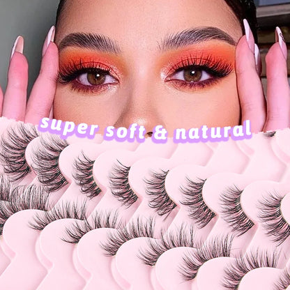 Half Eyelashes 5/10/14/20 Pairs Natural Faux Mink Lashes Cat Eye Lashes Wispy Fluffy Eyelash Extension Makeup Manga False Lashes