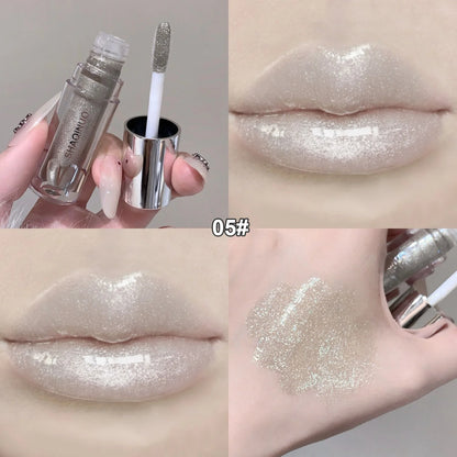 1Pc Lip Gloss Mirror Moisturizing Gothic Pure Black Silver Fine Flash Low Saturation Lip Glazed Lasting Lip Makeup Halloween