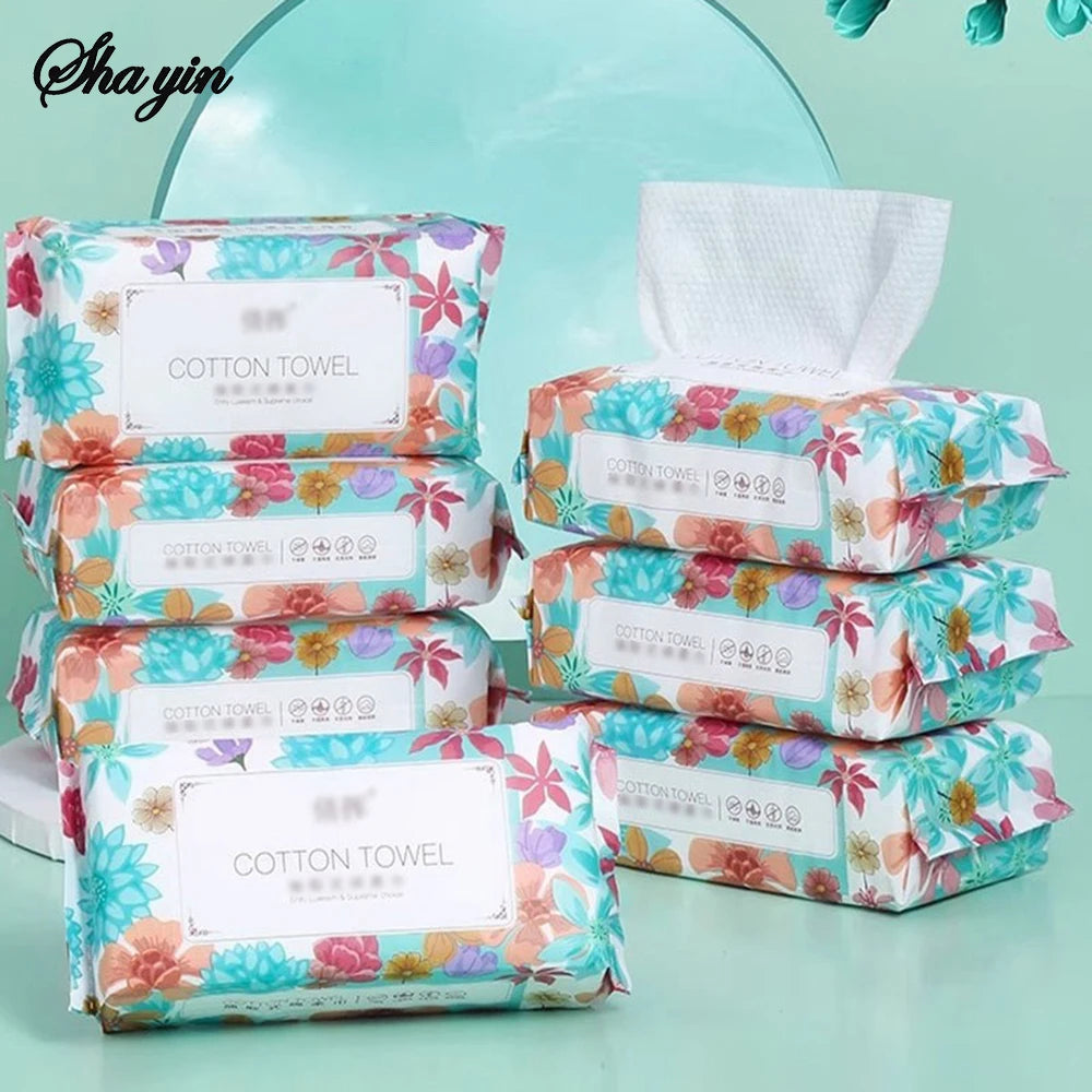 Flower face towel, pure cotton disposable face towel, thickened makeup remover pad, soft cleansing pad, face towel Facial makeup