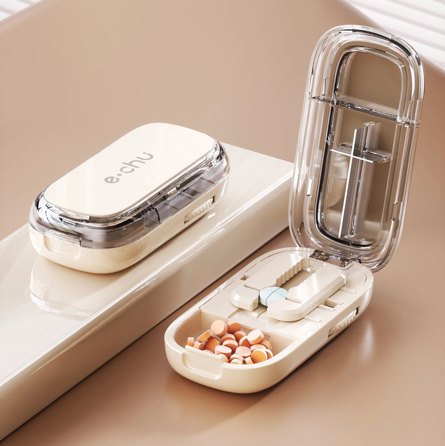 Sharp Pill Cutter Half Storage Compartment Box Splitter Divide Medicine Organizer Drug Slicer Medicine Tablet Storage Container