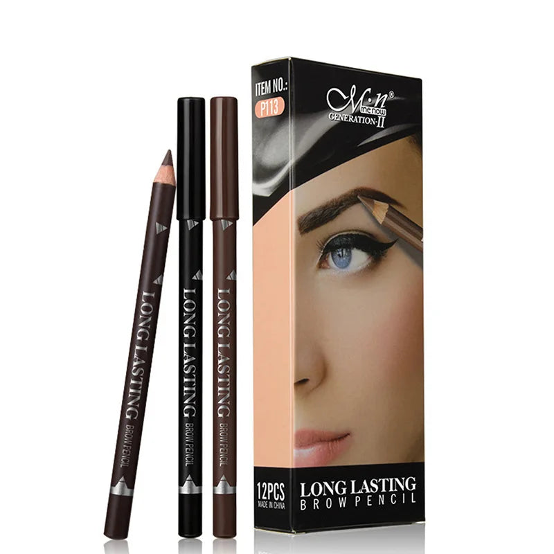2pcs MENOW 3 colors Long Lasting Waterproof  Eyebrow Pencils Double Use Wooden Pole Eyeliner Permanent Makeup Tattoo Accessories