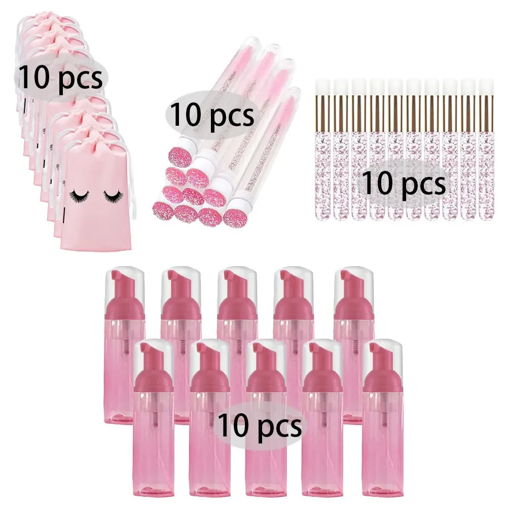 20/40PCS Suit 60ML Empty Pump Bottle Eyelash Shampoo Care Makeup Tool Travel Foam Dispenser Bottle Plastic Cleanser Soap Care