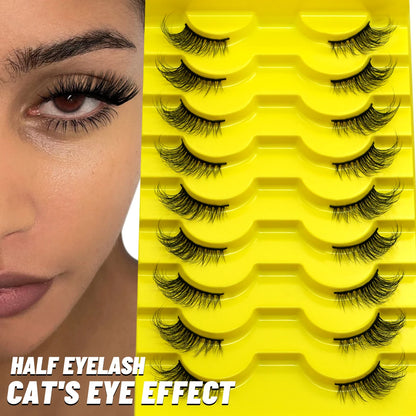 GROINNEYA Half Lashes 5/7/10 Pairs Half Lashes Soft Natural Cat Eye Lashes Makeup Tool Fake Eyelashes Extension Fluffy Faux Cils