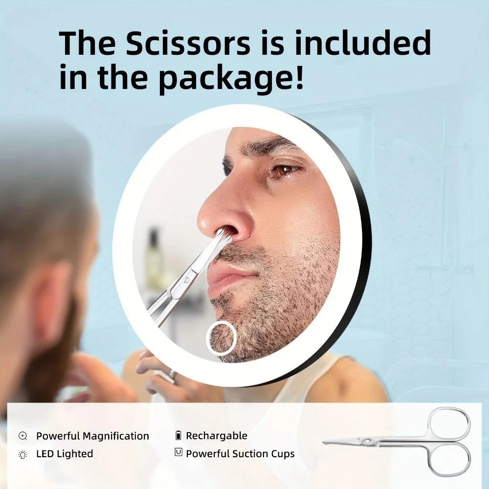Tweezers & Scissors 30x Magnifying Mirror Set LED-Lit Magnifying Makeup Mirror 30x Magnification Makeup Mirror Portable Travel