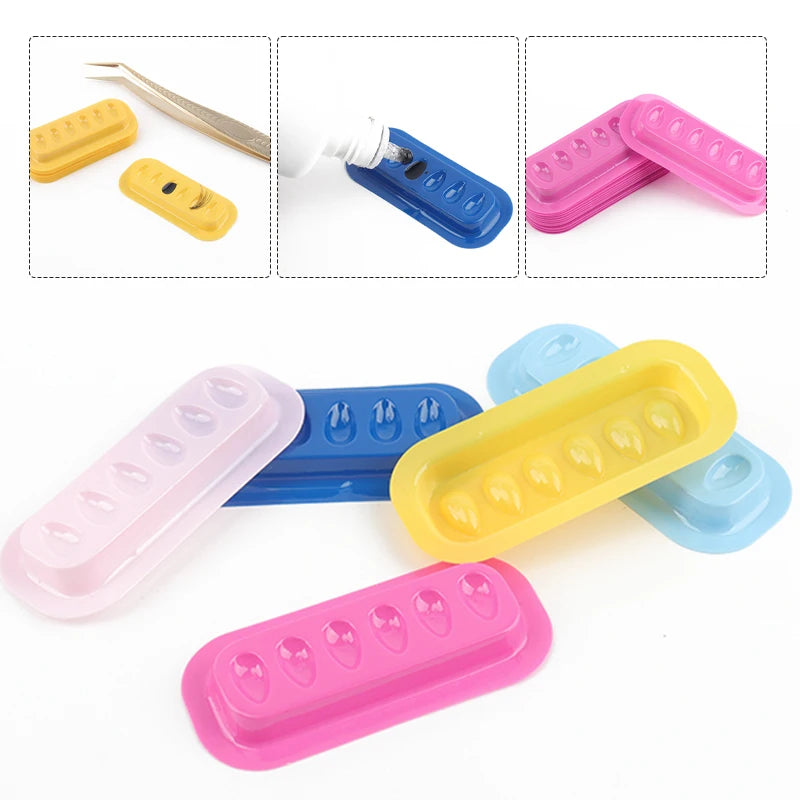 100pcs Disposable Eyelash Extension Glue Holder Pallet Gasket Lash Adhesive Container Tray Eyes Pad Long Strip Makeup Tool