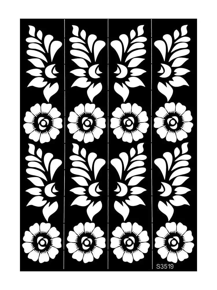 Reusable Henna Stencil for Hand Body Painting Flower Henna Tattoo Template for Women Wedding Festival Body Makeup Tattoo Tools