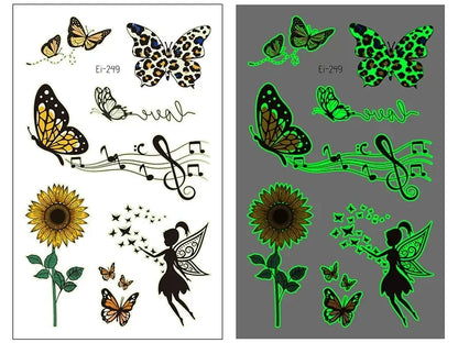 Fairy Butterfly Wings Shiny Tattoo Sticker Waterproof Eyes Face Hand Body Art Fake Tattoos Women Makeup Dance Music Festival