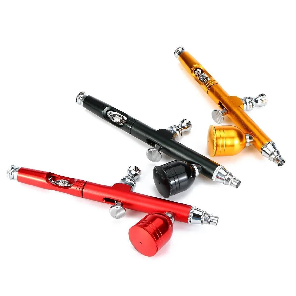 Airbrush Kit, Dual-Action Gravity Air Brush Gun with 3 Nozzle Sets, Aluminum Spray Gun for Makeup Nail Art Painting Model