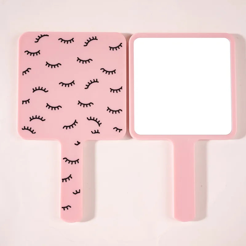 Square Handheld Eyelash Extension Makeup Vanity Mirror  Student Bathroom Handle Hand Mirror SPA Salon Compact Mirrors Portable