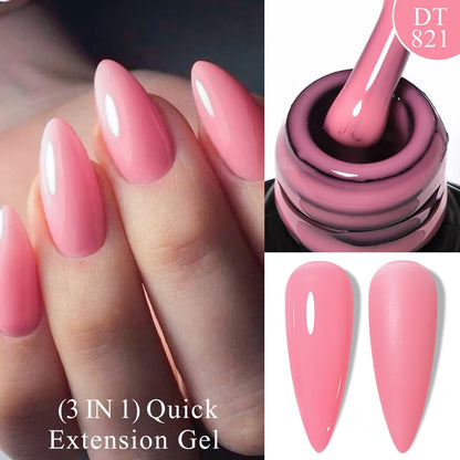 MEET ACROSS 7ml Quick Extension Gel Nail Polish Glitter Pink Gold Purple Milky White UV Gel Finger Prolong Varnish For Nails