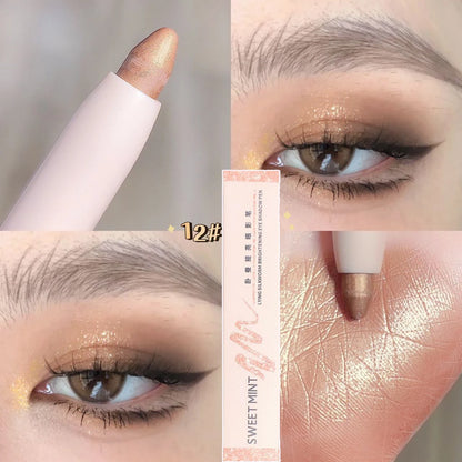 White Eyeliner Shiny Glitter Eyeshadow Stick Eye Liner Pen 15 Colors Matte Brown Pink Pearlescent Eyes Makeup Brighten Silkworm