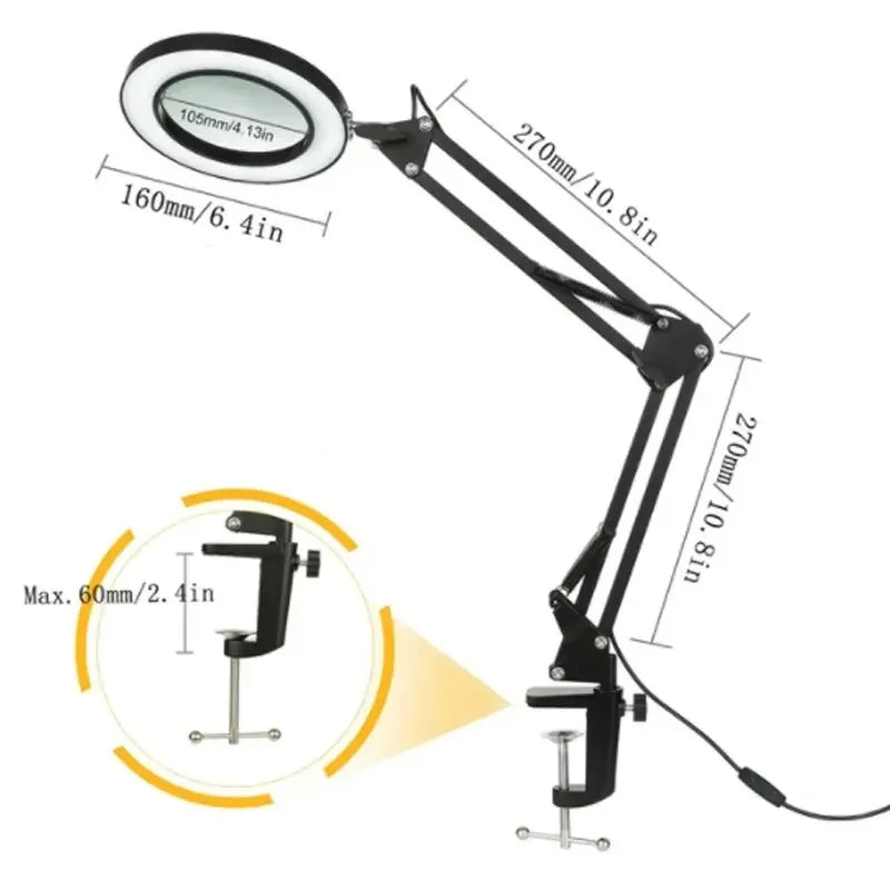72LED 8X/10X NEW Illuminated Magnifier USB 3 Colors LED Magnifying Glass For Skincare Beauty/Table Lamp/Soldering Iron Repair