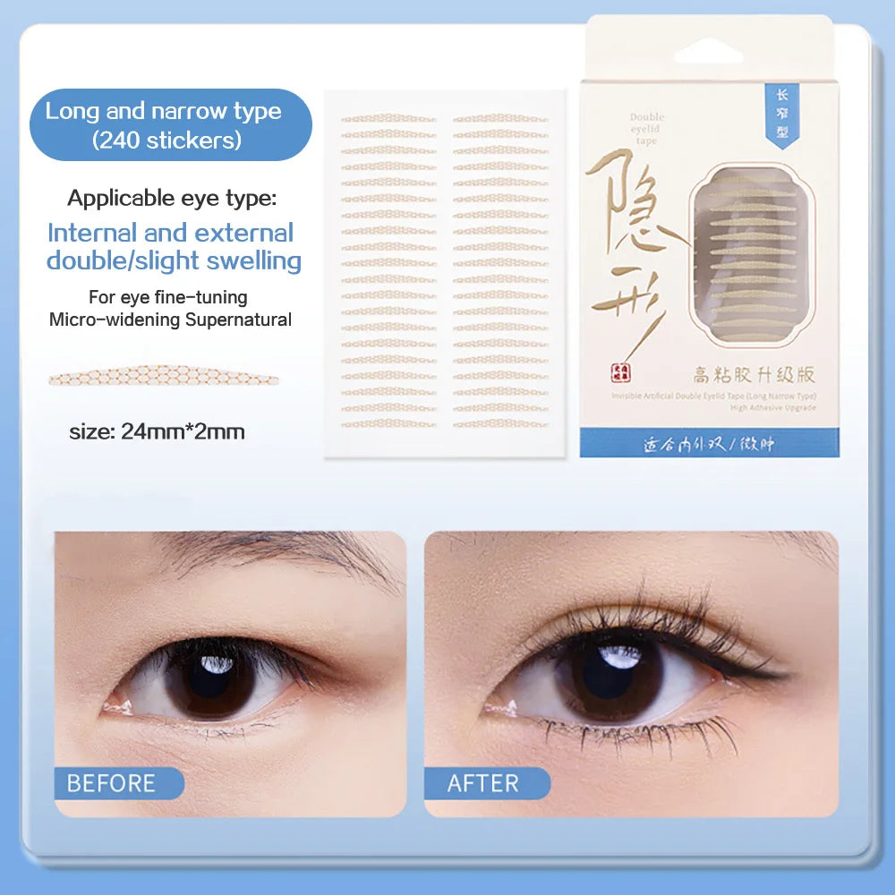 GECOMO 240PCS Invisible Double Eyelid Sticker High adhesive Traceless Natural Long-lasting Enlarge Eyes Beauty Tape Makeup Tool