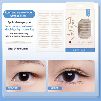 GECOMO 240PCS Invisible Double Eyelid Sticker High adhesive Traceless Natural Long-lasting Enlarge Eyes Beauty Tape Makeup Tool