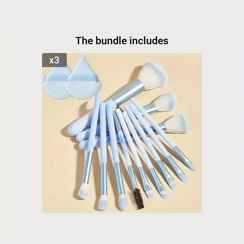 12PCS Makeup Brush Set Ultra Soft Powder Makeup Tools Beginner Point Blush Brush Concealer Brush Knife Edge Eyeliner Brus