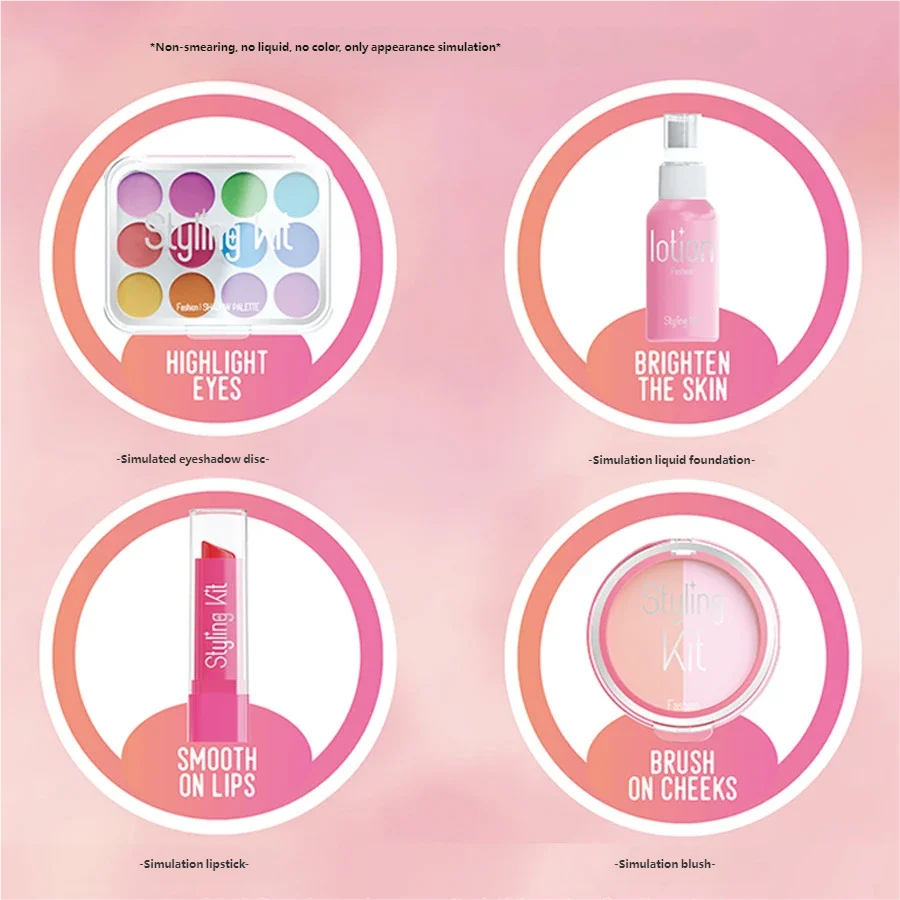 Pretend Makeup Toy Set For Girls, Children'S Performance Handbag,Princess Role Play Toy,Portable Design Princess Cosmetics Bag,