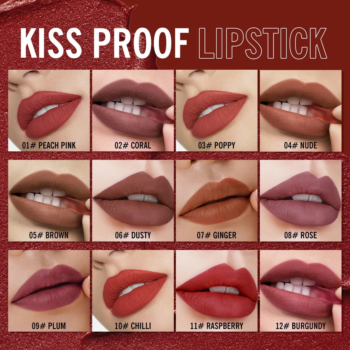 IMAGIC Lipstick Matte No-stick Lipstick Long Lasting  Waterproof Lip Stick Smudge-free Classic Highly Pigmented Lip Tint Makeup