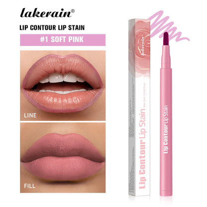 Waterproof 2 In 1 Lip Stain And Liner Pen Long Lasting Smudge Proof Kiss Proof Transfer Resistant 8 Colors Makeup Lip Pencil