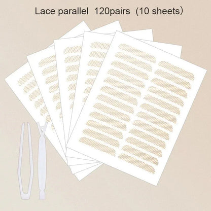 480Pcs Stealth Double Fold Eyelid Tape Fiber Sticker Lace Nature Clear Beige Stripe Self-adhesive Natural Eye Makeup with Tool