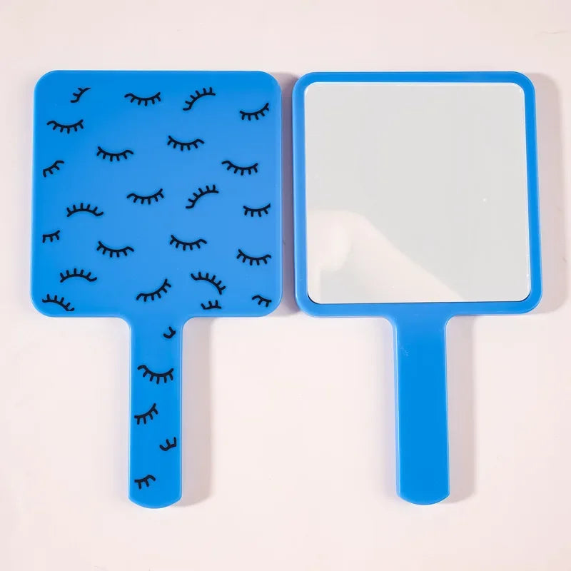 Square Handheld Eyelash Extension Makeup Vanity Mirror  Student Bathroom Handle Hand Mirror SPA Salon Compact Mirrors Portable