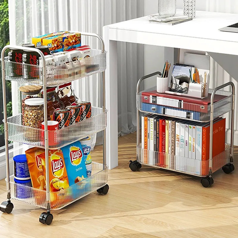 2/3/4 Tiers Mobile Shelf with Wheel Multi-Layers Storage Rack Home Trolley for Snacks Cosmetic Sundries Organizer Rolling Cart