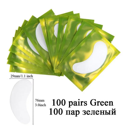 100Pairs Lint Free Under Eye Gel Pads Hydrating Eye Paper Patches Grafted Eyelashes Extension Eye Tips Sticker Wraps Makeup Tool