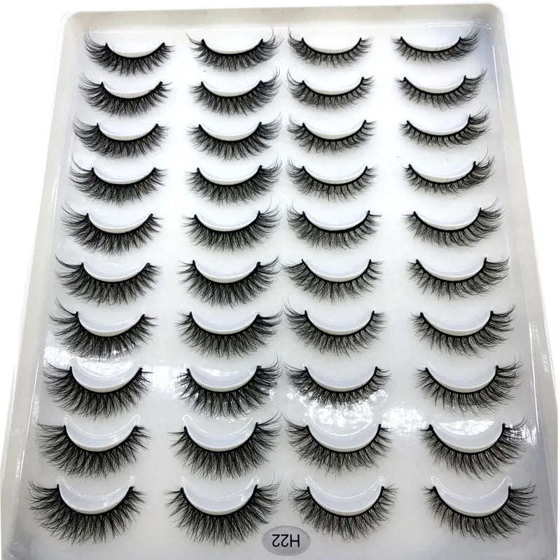 20 Pairs 3D Faux Mink Lashes Natural False Eyelashes Dramatic Fluffy Soft Wispy Volume Cross Reusable Eyelash MaKeup Tools