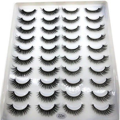 20 Pairs 3D Faux Mink Lashes Natural False Eyelashes Dramatic Fluffy Soft Wispy Volume Cross Reusable Eyelash MaKeup Tools