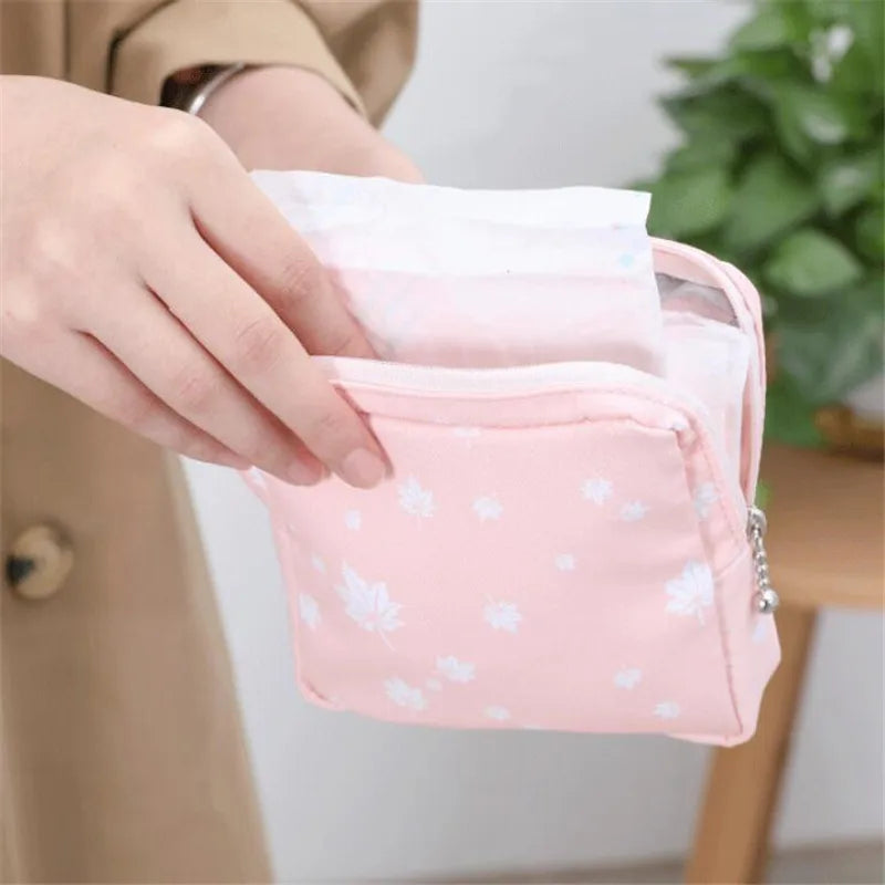 Women Sanitary Napkin Tampon Storage Bag Cute Sanitary Pad Pouches Portable Makeup Lipstick Key Earphone Data Cables Organizer
