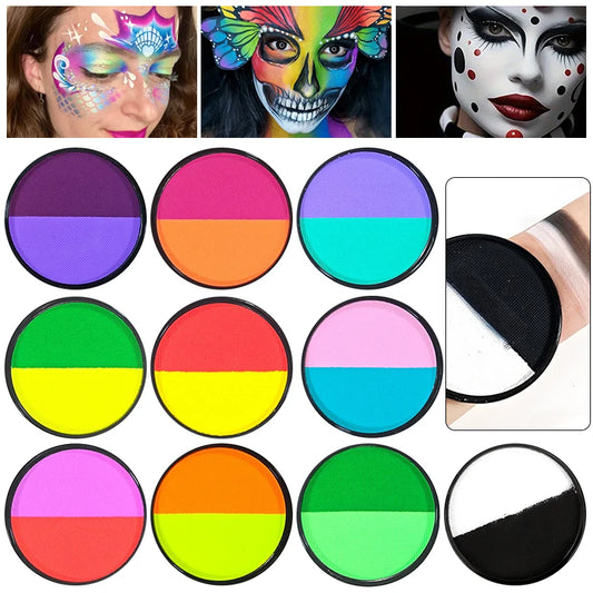 30G Multicolor Watercolor Face Paint,Dual-Tone,Easy Wash Water-Based Body Art for Stage Makeup,Art Supplies Christmas, Halloween