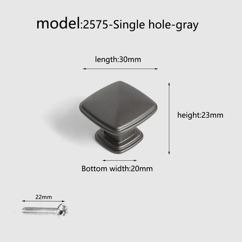 Aluminum alloy cabinet handle, gray wardrobe handle, makeup table handle, 96mm/128mm storage room cabinet handle
