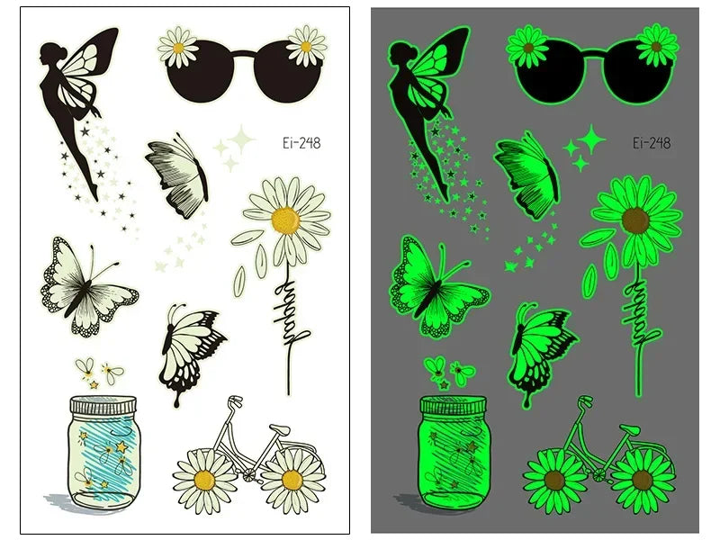 Fairy Butterfly Wings Shiny Tattoo Sticker Waterproof Eyes Face Hand Body Art Fake Tattoos Women Makeup Dance Music Festival
