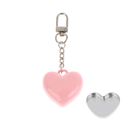 1Pcs Heart Shape Blush Empty Compact with Mirror, Keychain DIY Refillable Powder Case for Makeup