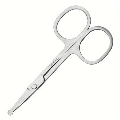 Precision Nose Hair Scissors, Round Tip Scissors for Eyebrows, Beard, Mustache and Ear Hair Trimming Facial Grooming Tools with