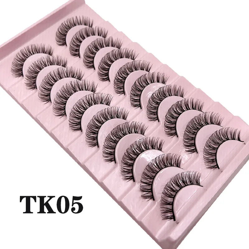 Natural Lashes 5/10 Pairs Eyelashes 3D Mink Lashes Manga Lashes Strip Lashes Band Soft Light False Eyelashes Makeup