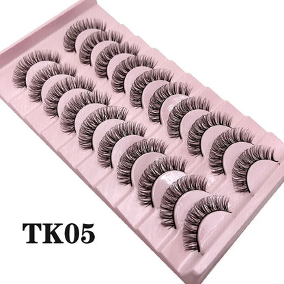 Natural Lashes 5/10 Pairs Eyelashes 3D Mink Lashes Manga Lashes Strip Lashes Band Soft Light False Eyelashes Makeup
