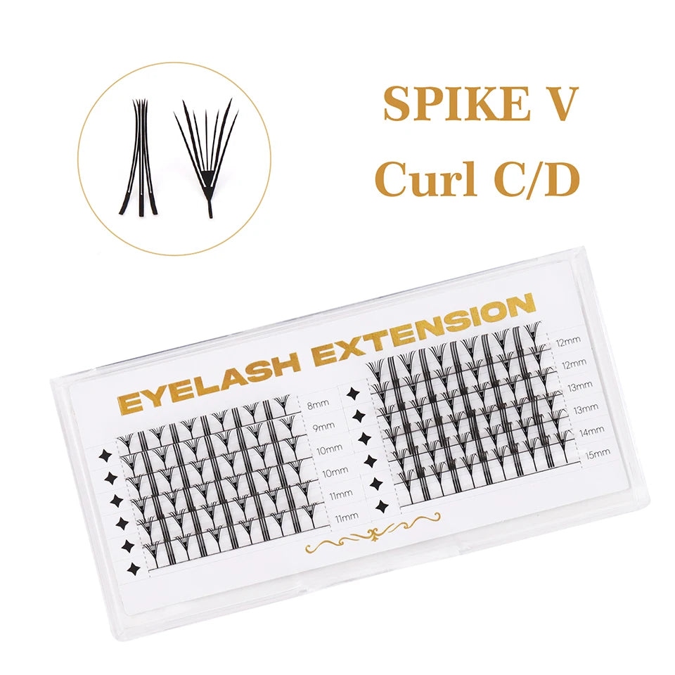 RUJADE New Colorful Shiny Manga Comic Spire Lashes Tinsel Anime Eyelash Extension Premade Fans Feather Shape Party Makeup Lashes