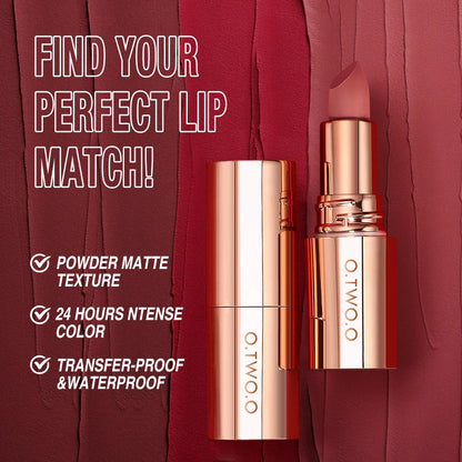 O.TWO.O Matte Lipstick Lip Tint 14 Colors Waterproof Long Lasting Non-transfer Smooth Highly Pigmented Velvet Lip Sticks Makeup
