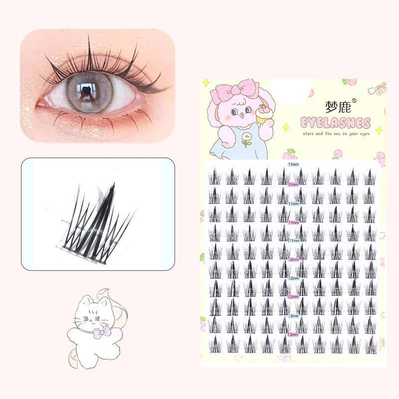 10 Pairs Fairy False Eyelashes Little Devil Individual Lashes Extension Naturally Heat Bonded Cluster Lashes Makeup Tools