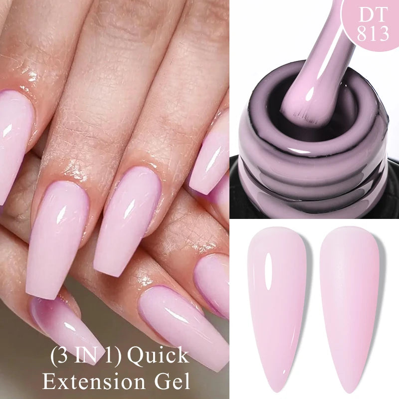 MEET ACROSS 7ml Quick Extension Gel Nail Polish Glitter Pink Gold Purple Milky White UV Gel Finger Prolong Varnish For Nails