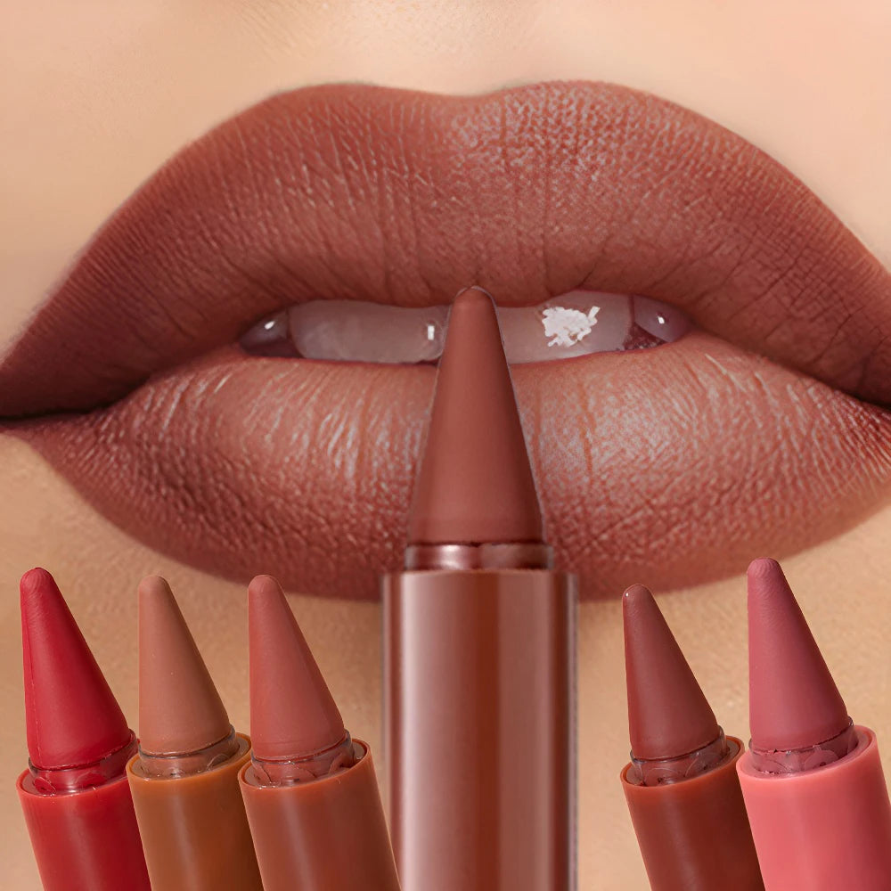 Lipstick Contouring Pencil Lip Liner 6 Color Velvet Matte Waterproof Long Lasting Smudge Proof Lip Stick Lips Makeup Cosmetic