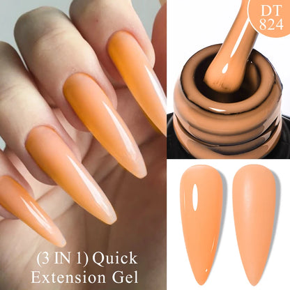 MEET ACROSS 7ml Quick Extension Gel Nail Polish Glitter Pink Gold Purple Milky White UV Gel Finger Prolong Varnish For Nails
