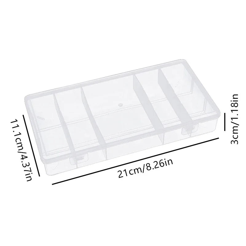 Transparent Rectangular With Lid 5-Grid Vertical Eyelash Extension Tool Organizer - Glue Tweezer Holder Makeup Storage Box