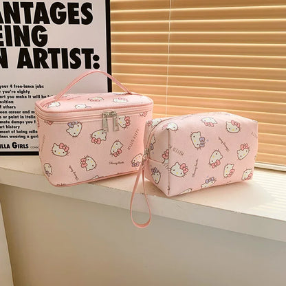 2025 New Hello Kitty Large Capacity Tote Bag Cute Print Design Portable Travel Organizer for Cosmetics Toiletries Makeup Storage